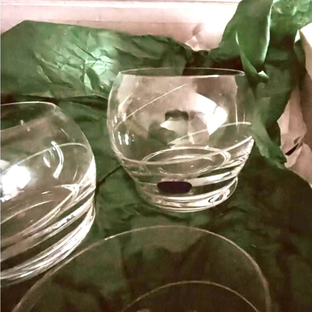 Vintage Bohemia Crystal Set 5 Clear Whiskey or Red Wine Glasses NWT